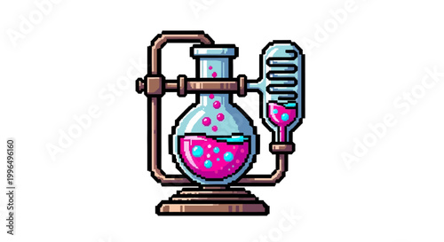 Pixel Art Science Laboratory Equipment Illustration.