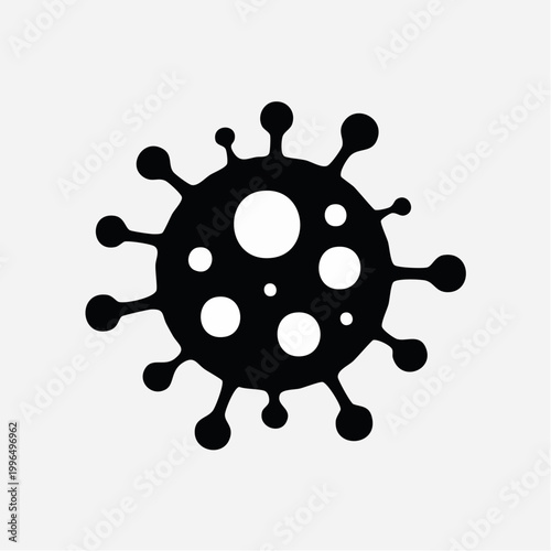 Black and white icon of a virus particle