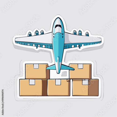 Airplane delivering cargo boxes
