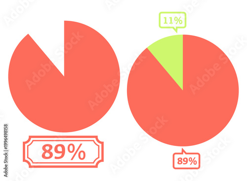Pie Chart - 89, isolated on white background