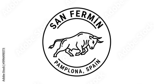 San Fermin Pamplona Spain Bull Logo Emblem