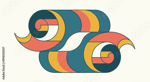 Colorful swirling abstract graphic design element.