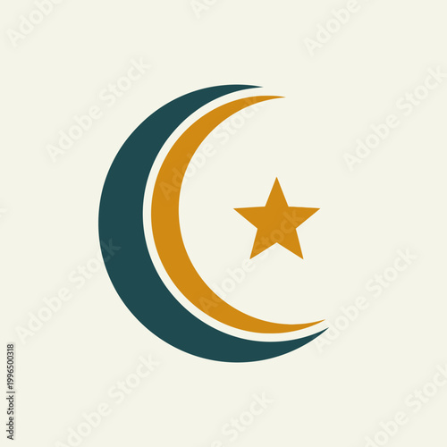 Crescent Moon and Star Symbol.