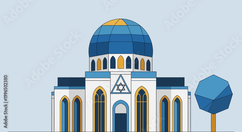Synagogue Architecture Blue Dome Building.