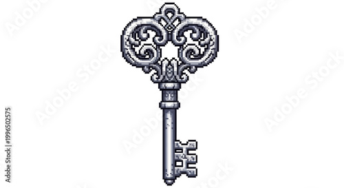 Antique Ornate Skeleton Key With Intricate Design.