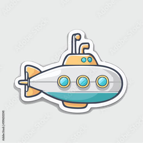 Cute Cartoon Submarine Sticker