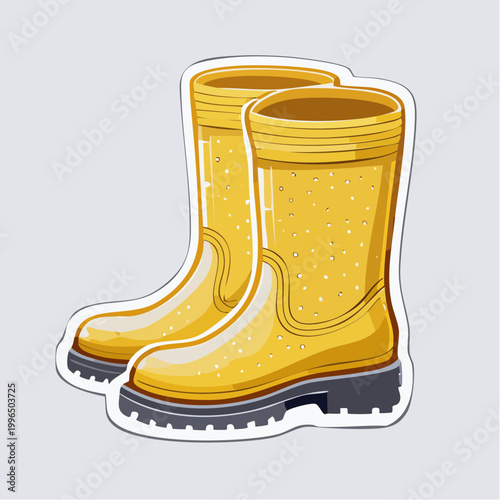 Yellow Rain Boots Illustration