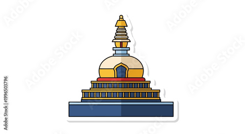 Buddhist Stupa Temple Landmark Architecture Design, Spiritual Sacred Building Icon