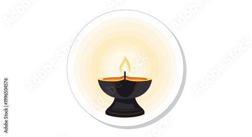 Single lit oil lamp with warm glow, symbol of hope and tradition