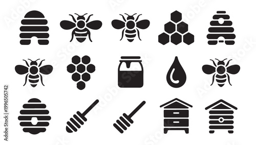 Honey and beekeeping icon set. collection of vector filled outline icons. editable stroke. eps 10.