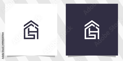 letter gh hg with home logo design