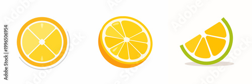 Citrus Slices Vibrant Yellow and Green Flat Design Vector Illustration