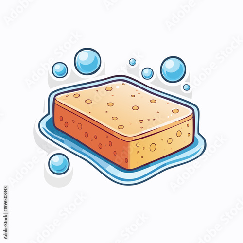 Cartoon Sponge with Bubbles
