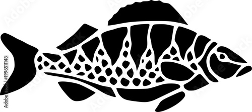 abstract fish silhouette vector ornate marine animal icon tribal sea life logo