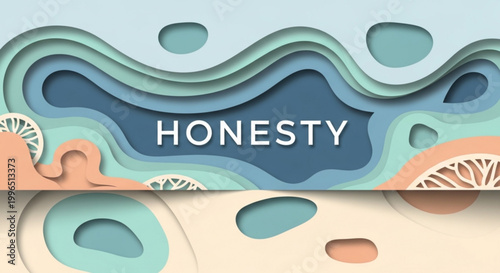Abstract paper cut style banner with the concept of honesty text