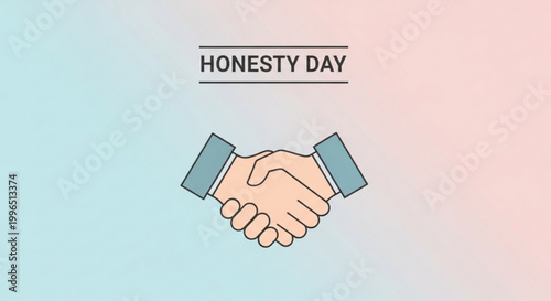 Concept of honesty day featuring a handshake symbol on pastel background
