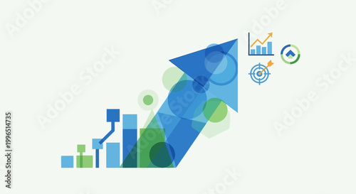 Business Growth Chart with Arrow Graph.