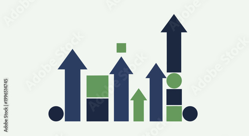 Business Growth Chart with Arrows.