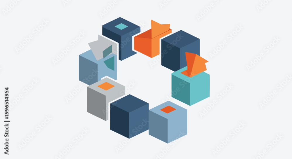 Obraz premium Colorful 3D cubes in circle formation.