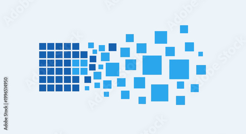 Collection of various sized blue squares.