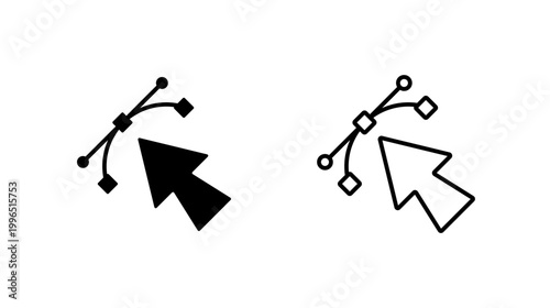 Pen Tool Cursor icon. outline glyph flat filled line style