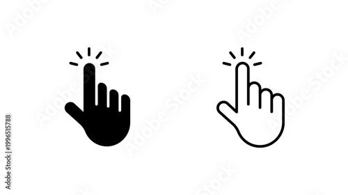 Touch Hand Cursor icon. outline glyph flat filled line style