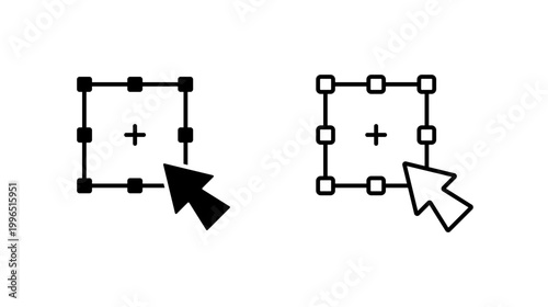 Transform Cursor icon. outline glyph flat filled line style