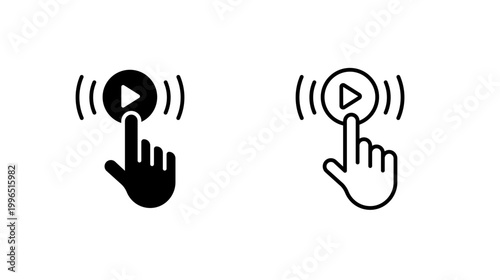 Play Touch Cursor icon. outline glyph flat filled line style
