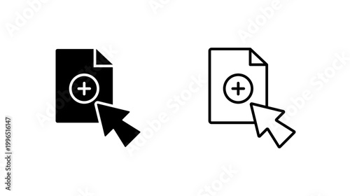 New File Cursor icon. outline glyph flat filled line style