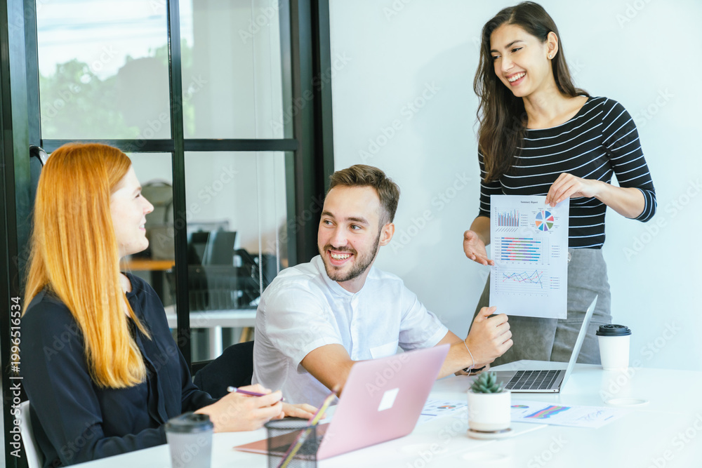 Fototapeta premium Business professionals discussing ideas in urban setting corporate communication teamwork consultation partnership strategy planning modern workplace collaboration