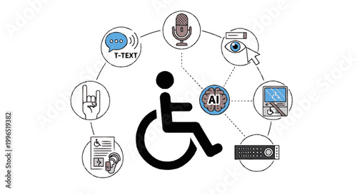 Artificial Intelligence and Assistive Technology for People with Disabilities Concept Illustrating Digital Accessibility and Inclusive Design