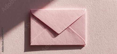A close-up shot of a delicate pink envelope, casting soft shadows, conveys themes of communication, privacy, and anticipation.