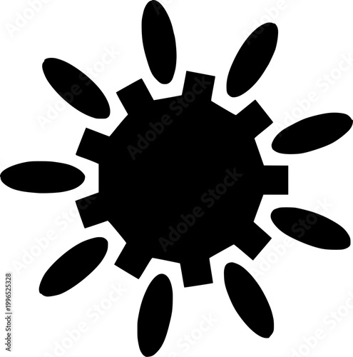 abstract industrial gear sunburst vector symbol gearwheel with ray petals icon