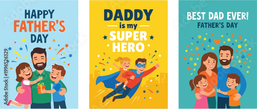 father s day greeting cards with family illustrations