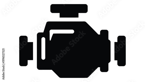 Car engine icon, internal combustion engine symbol, automotive motor sign isolated on white background