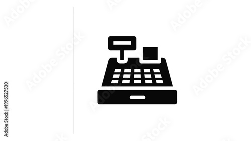 Cash register icon, vector illustration of a point of sale terminal, retail checkout machine, simple flat design symbol