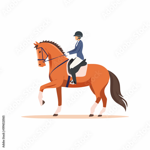 Equestrian Rider on Horseback in Dressage Pose
