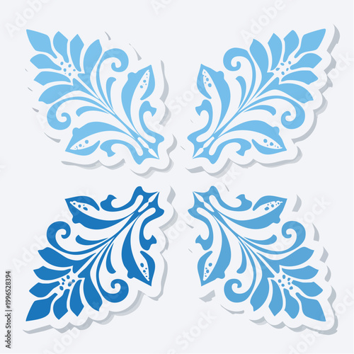 Blue Floral Swirl Ornaments