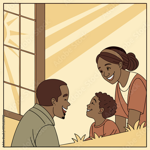 Happy african american family smiling together indoors