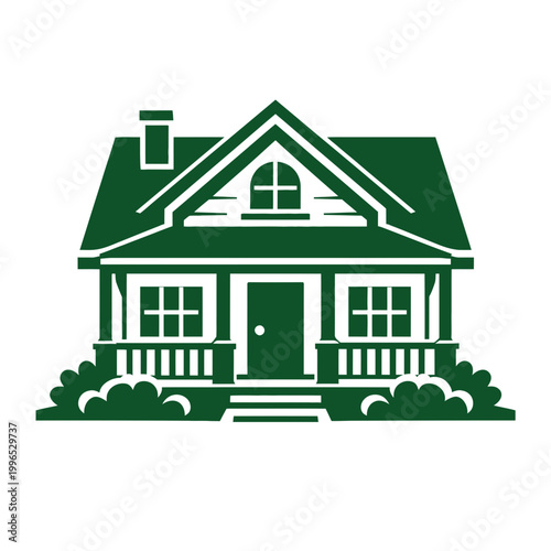 Flat vector design of a traditional cottage house with a gabled