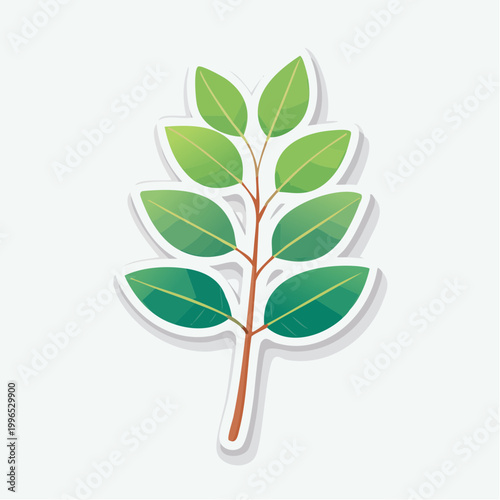 Stylized Green Leafy Branch Illustration