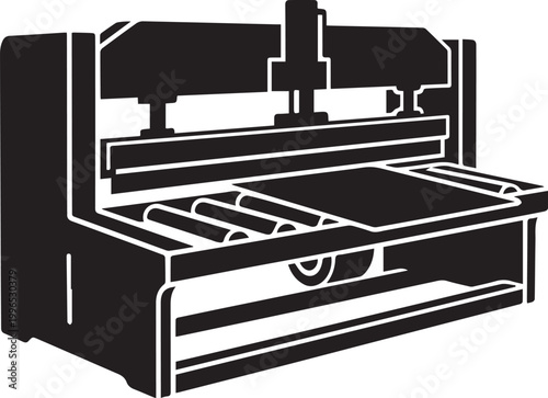 Industrial Sheet Metal Press Brake Machine Icon - CNC Hydraulic Bending Equipment Silhouette
