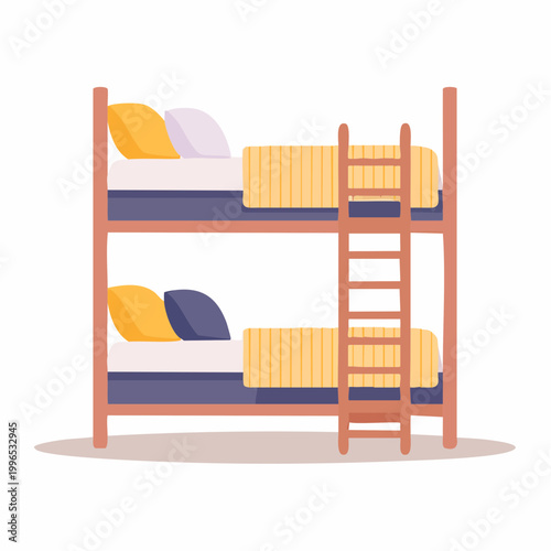 Bunk Bed with Pillows and Blankets