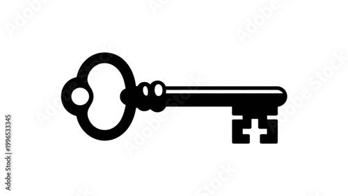 Minimalist black key icon with bow and crossbar design Vector