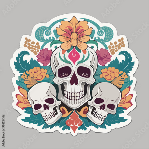 Sugar Skull Art with Flowers