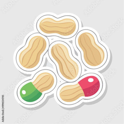 Peanuts with colorful capsule halves