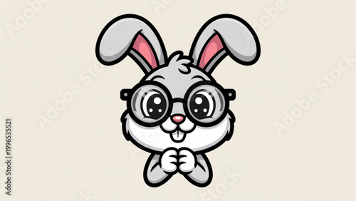 Cute cartoon rabbit wearing glasses and bow tie Vector