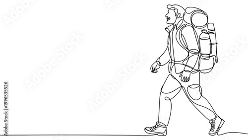 Person jogging with backpack in casual athletic wear Vector