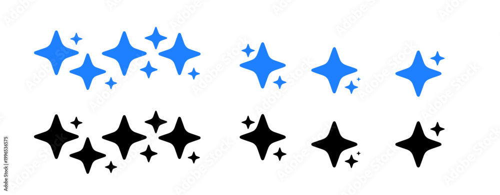 Fototapeta premium AI Sparkle Icons – Clean 4-Point Star Vector Set for UI/UX and Creative AI Features