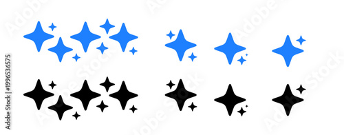 AI Sparkle Icons – Clean 4-Point Star Vector Set for UI/UX and Creative AI Features